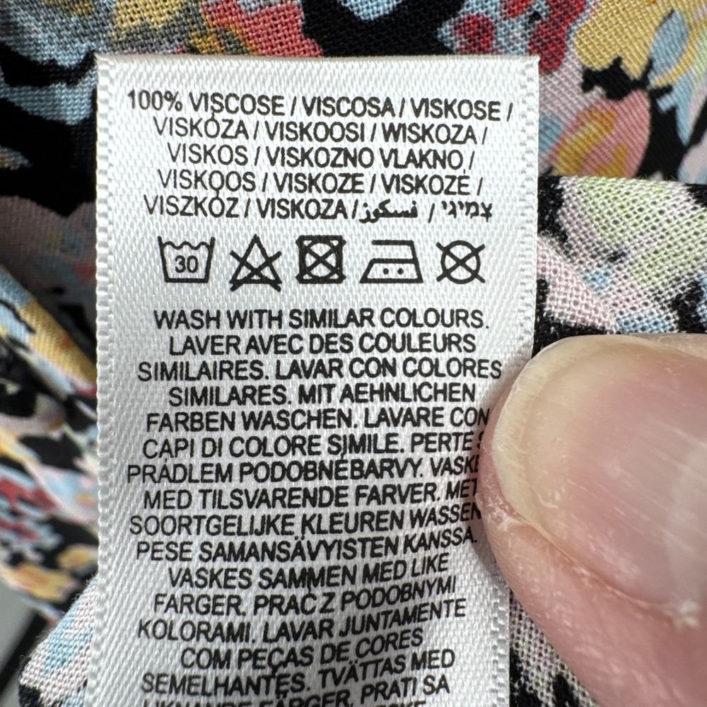 Nobody's Child Womens Printed Floral Print Midi Dress Short Sleeve Size 4 Black - Picture 8 of 13